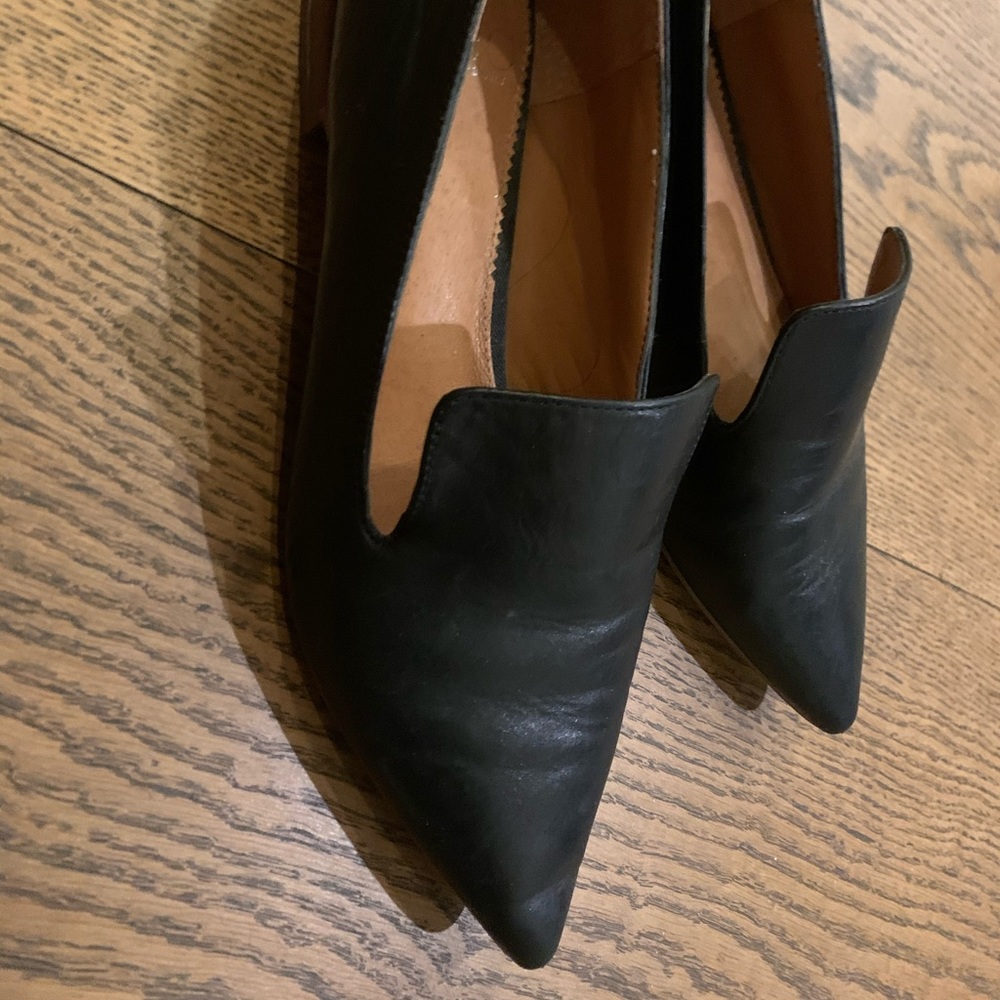 Black Leather Flats